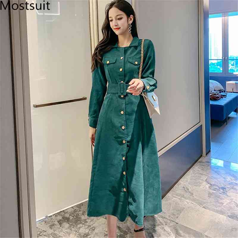 Corduroy Vintage Korean A-line Long Dress Autumn Women Single-breasted Sashes Sleeve Dresses Fashion Elegant Vestidos 210518, Black
Corduroy Vintage Korean A-line Long Dress Autumn Women Single-breasted Sashes Sleeve Dresses Fashion Elegant Vestidos 210518, Black