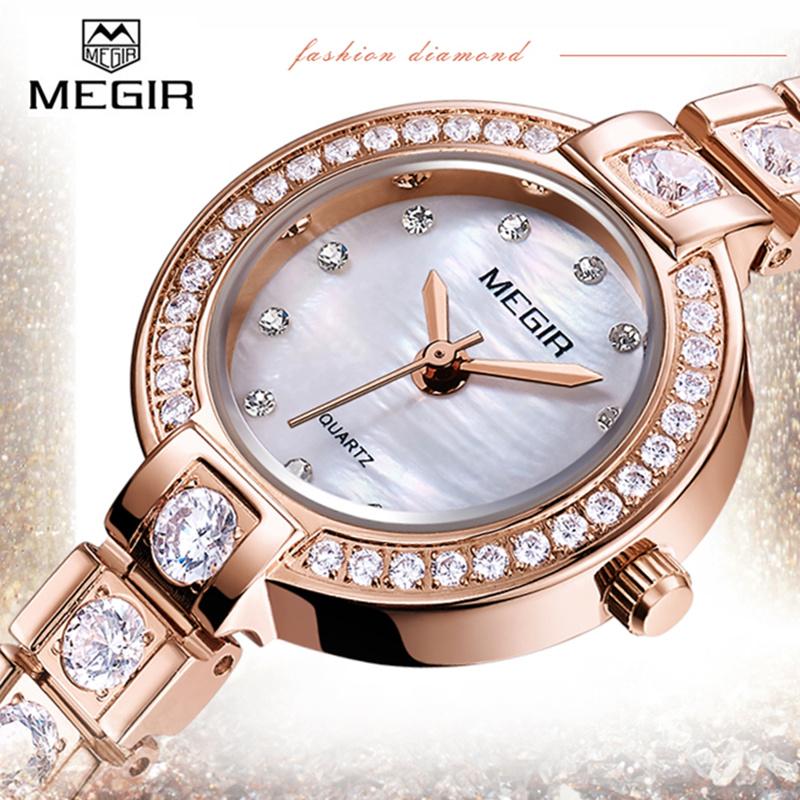 Wristwatches Women's Watch MEGIR Romantic Simple Top Luxury Rhinestone Rose Gold Quartz Clock Relogio Feminino
Wristwatches Women's Watch MEGIR Romantic Simple Top Luxury Rhinestone Rose Gold Quartz Clock Relogio Feminino