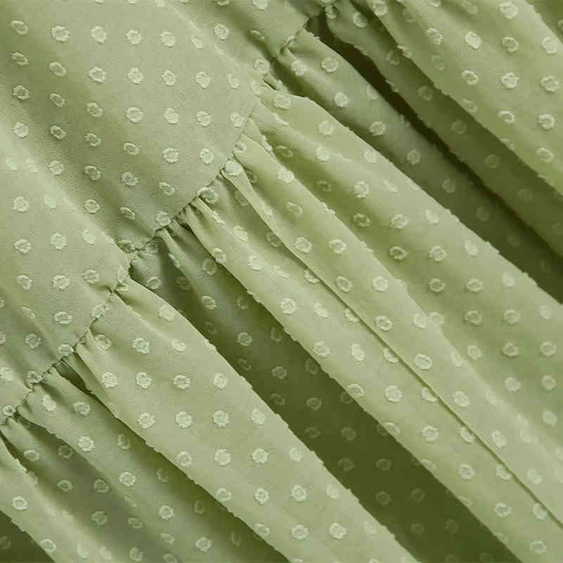 Casual Woman Green Oversized Ruffles V Neck Chiffon Long Dress Spring Fashion Ladies Loose es Female Sweet 210515