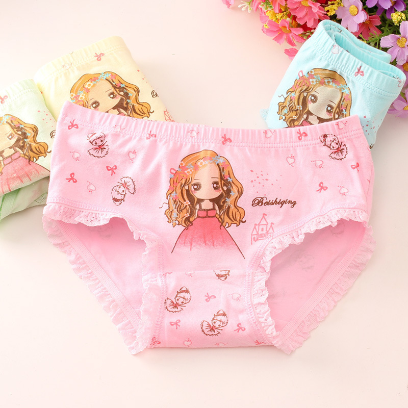 4PCS/LOT Kids Baby Girls Cotton Panties Children Underwear Wholesale Briefs 3-9 Years Old