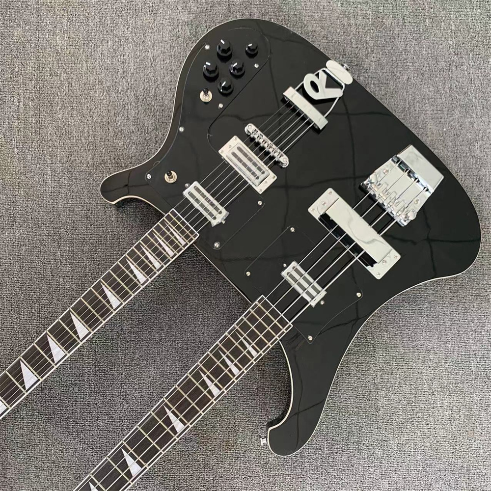 Factory custom double neck electric guitar, black paint 4 string bass 6 string guitar, free mail
Factory custom double neck electric guitar, black paint 4 string bass 6 string guitar, free mail