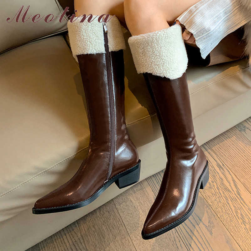 Meotina Med Heel Knee High Boots Genuine Leather Women Boots Chunky Heel Shoes Zipper Pointed Toe Female Long Boots Fur Winter 210608, Beige
Meotina Med Heel Knee High Boots Genuine Leather Women Boots Chunky Heel Shoes Zipper Pointed Toe Female Long Boots Fur Winter 210608, Beige