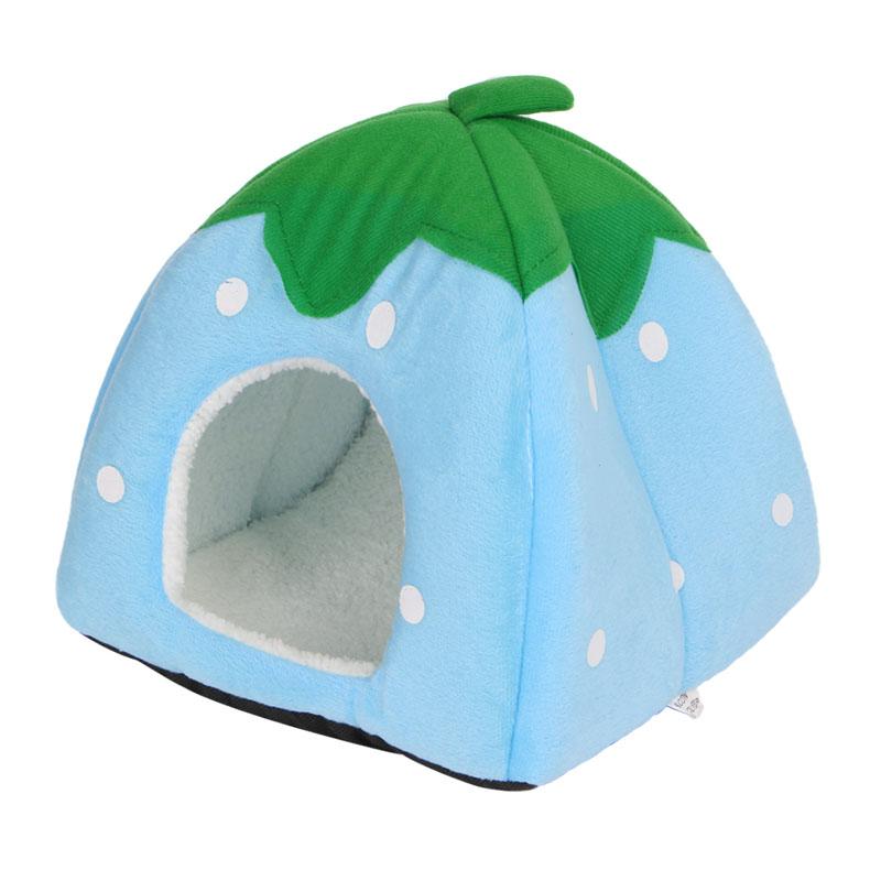 Cat Beds & Furniture Cute Strawberry Pet Bed Dog Kitten Puppy Cave Kennel House With Mat Foldable R3MA