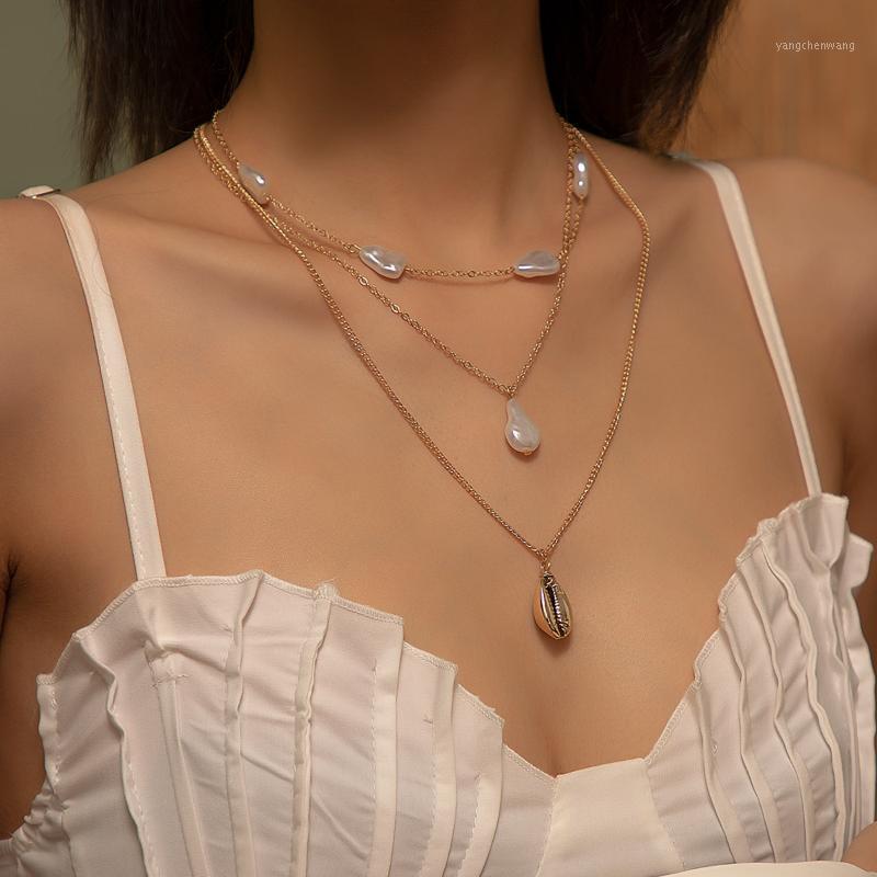 Chains 2021 Baroque Imitation Pearl Chain Choker Necklaces Multi Layered Metal Shell Cowrie Pendant For Women Jewelry Gifts
Chains 2021 Baroque Imitation Pearl Chain Choker Necklaces Multi Layered Metal Shell Cowrie Pendant For Women Jewelry Gifts