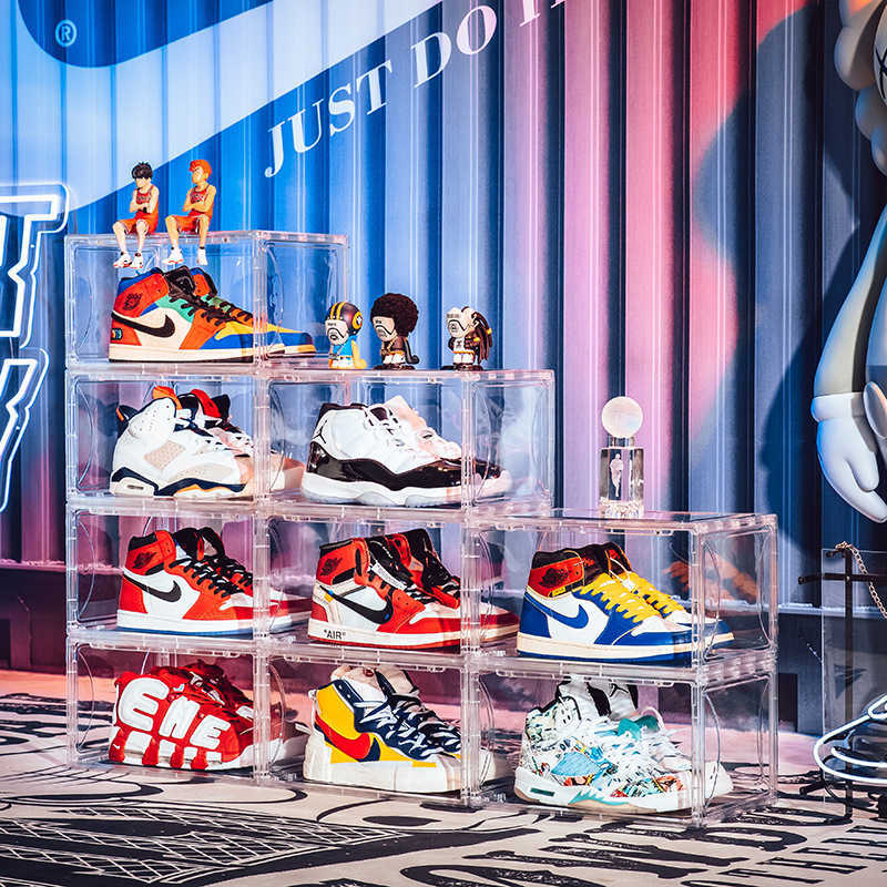 Thickened Plastic Shoebox Shoes Rack Folding Combination Cabinet Clear PET Display Case for AJ Sneakers Sports Shoes Organizer X0803, Sky blue
Thickened Plastic Shoebox Shoes Rack Folding Combination Cabinet Clear PET Display Case for AJ Sneakers Sports Shoes Organizer X0803, Sky blue