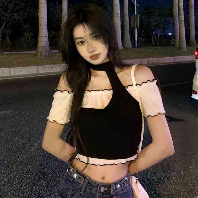 Women T Shirts Patchwork Fake Two Piece Contrast Color Off Shoulder Sexy Tees Korean Chic Harajuku Irregular Crop Tops 210519, Black
Women T Shirts Patchwork Fake Two Piece Contrast Color Off Shoulder Sexy Tees Korean Chic Harajuku Irregular Crop Tops 210519, Black
