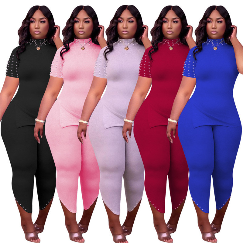 Beads Panelled Womens 2PCS Pants Fashion Solid Color Split Short Sleeve Long Pants Womens 2PCS Sets Casual Females Outfits, White
Beads Panelled Womens 2PCS Pants Fashion Solid Color Split Short Sleeve Long Pants Womens 2PCS Sets Casual Females Outfits, White