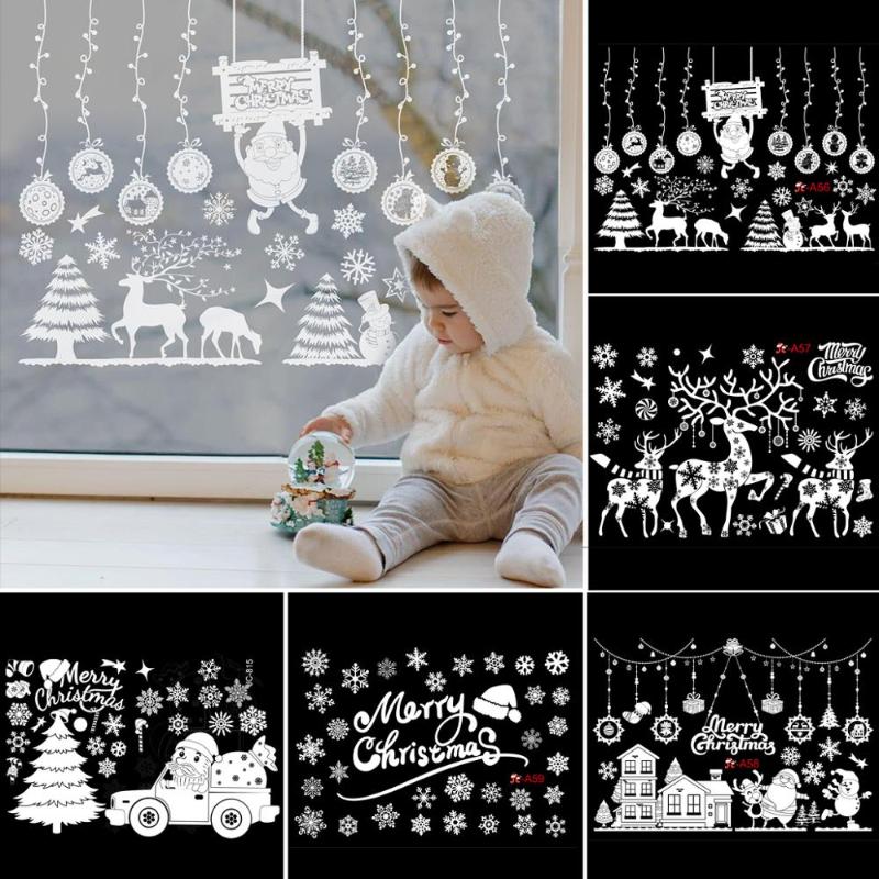 Christmas Decorations Wall Window Stickers Marry Decoration For Home 2021 Ornaments Xmas Navidad Gift Year 2022