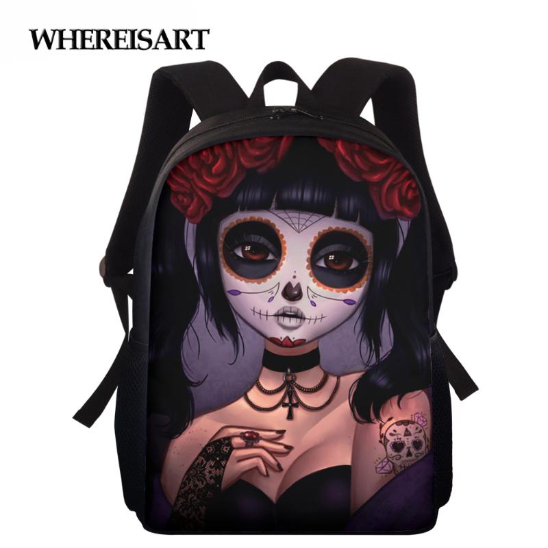 School Bags WHEREISART Teenagers Cartoon Gothic Girls Print Backpack Personality Bagpack For Children Student Cool Backbag
School Bags WHEREISART Teenagers Cartoon Gothic Girls Print Backpack Personality Bagpack For Children Student Cool Backbag