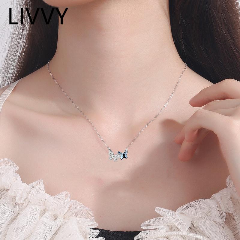 Pendant Necklaces LIVVY Silver Color Fashion Blue Butterfly Necklace For Women Exquisite Creative Jewelry Gifts Accessories
Pendant Necklaces LIVVY Silver Color Fashion Blue Butterfly Necklace For Women Exquisite Creative Jewelry Gifts Accessories
