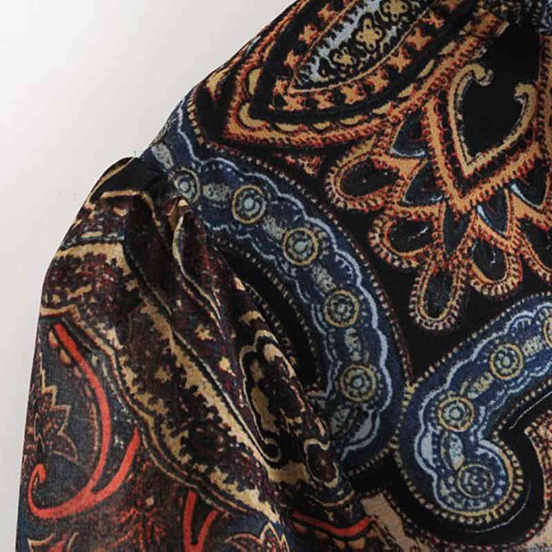 Vintage Woman National Style Printed Dress Fashion Ladies Autumn Sashes Mini es Female Elegant Long Sleeve 210515