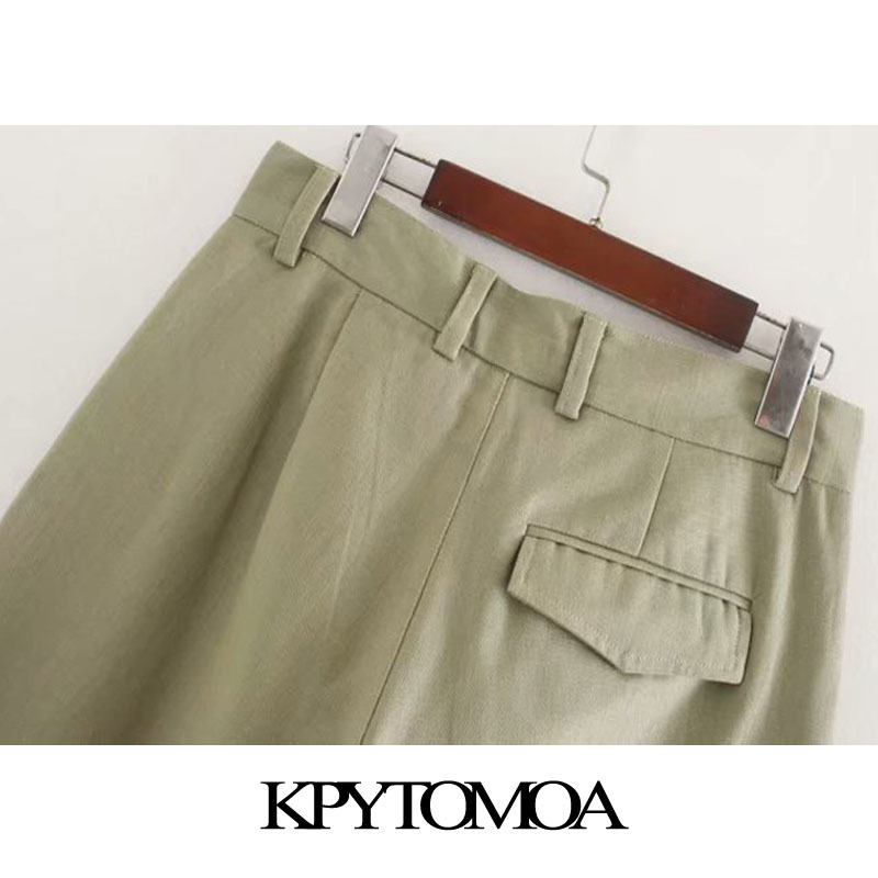 Women Chic Fashion Patchwork Straight Pants High Waist Zipper Fly Side Pockets Female Ankle Trousers Mujer 210420