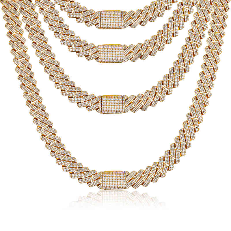 luxury Hip Hop Jewelry White Gold Plated Cuban Link Chain Iced Out Diamond Chain Necklace For Men Jewelry270f