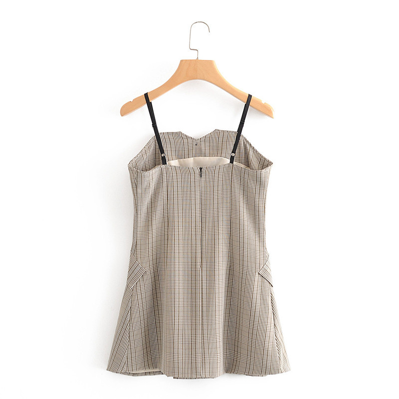 beauty Fashion Elegant Check Strapless Mini Dress Spring Autumn Office Lady Casual Short Woman 210514