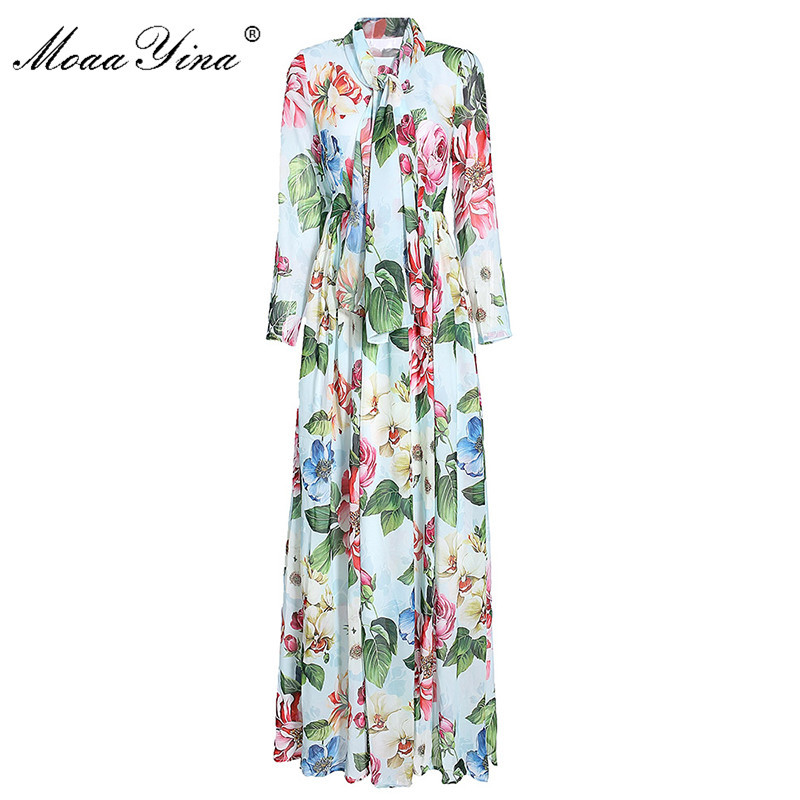 Fashion Designer dress Spring Autumn Women's Dress Long sleeve Ribbon Floral-Print Maxi Dresses 210524, Multi
Fashion Designer dress Spring Autumn Women's Dress Long sleeve Ribbon Floral-Print Maxi Dresses 210524, Multi