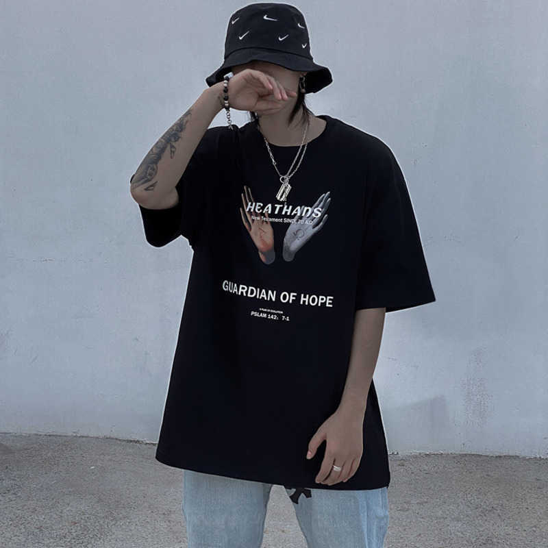 Hip Hop T Shirt Men / Women Tshirt Short Sleeve Guardian Of Hope Streetwear Oversize Harajuku T-Shirt Cotton Loose Tops Tee 210527
