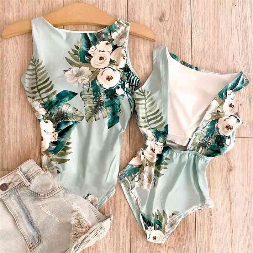 Swimsuits For Women Plus Size Swimwear Female Swimsuit Floral Bathing Suit Backless Swimming Retro Monokini Swim 210625
