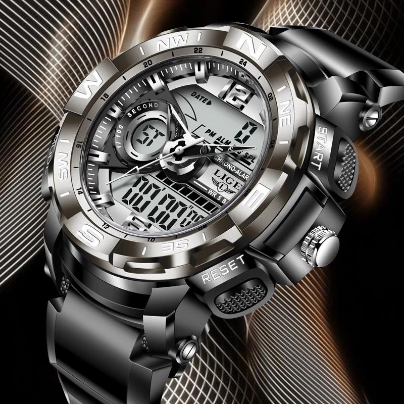 Wristwatches LIGE Brand Fashion Men Digital Watch Military Sports Watches Waterproof Electronic Wristwatch Mens 2021 Relogios, Rose gold
Wristwatches LIGE Brand Fashion Men Digital Watch Military Sports Watches Waterproof Electronic Wristwatch Mens 2021 Relogios, Rose gold