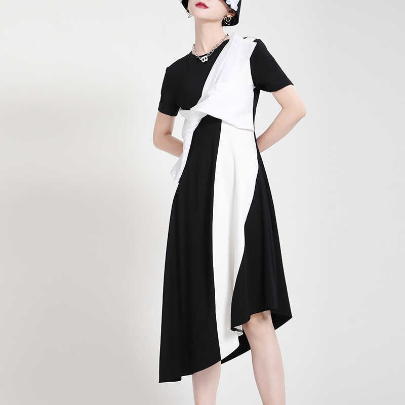 VANOVICH Summer Short Sleeve Cotton Women Dress Bow Irregular Round Neck Clothing 210615, Black
VANOVICH Summer Short Sleeve Cotton Women Dress Bow Irregular Round Neck Clothing 210615, Black