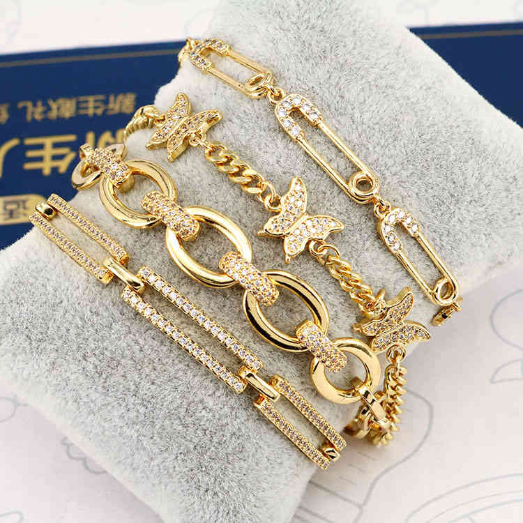 BC1283 Fashion 18K Gold Plated Zircon CZ Micro Pave Curb Cuban Paperclip Safety Pin Link Chain Adjustable Bracelets for Women, Golden;silver
BC1283 Fashion 18K Gold Plated Zircon CZ Micro Pave Curb Cuban Paperclip Safety Pin Link Chain Adjustable Bracelets for Women, Golden;silver