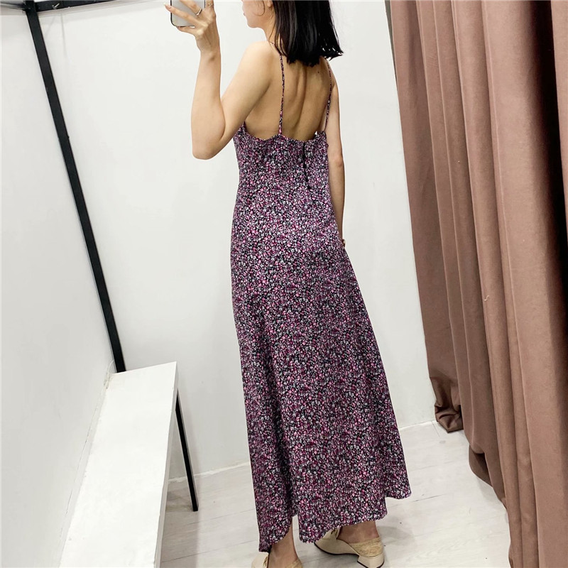 Sexy Women Floral Print Dress Fashion Ladies Asymmetric Strap Dresses Elegant Female Chic Button Side Slit Vestidos 210430