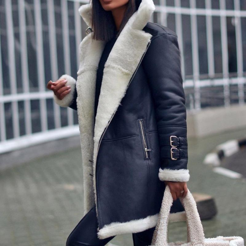Women's Leather & Faux Long Jacket Women Thicken Flocking Zip Pocket Cardigan Streetwear Coat Lugentolo, Black
Women's Leather & Faux Long Jacket Women Thicken Flocking Zip Pocket Cardigan Streetwear Coat Lugentolo, Black
