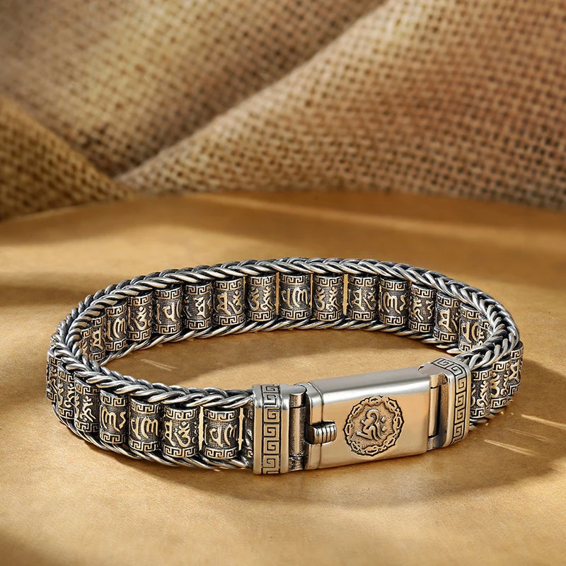 Handmade Creative Passepartout Prayer Wheel bracelet for men Distressed Vintage Silver Female Transfer Beads Six-Character Mantra Retro Accessories
Handmade Creative Passepartout Prayer Wheel bracelet for men Distressed Vintage Silver Female Transfer Beads Six-Character Mantra Retro Accessories
