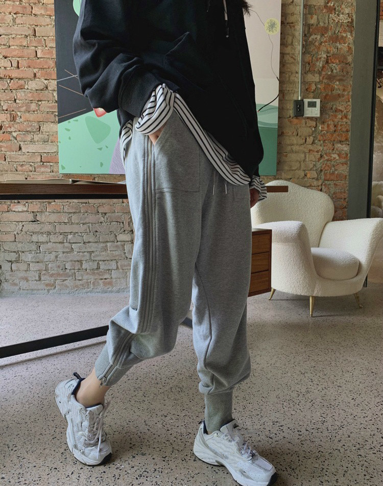 Nomikuma Autumn New Women Sweatpants Korean Lace Up Stretch High Waist Long Trousers Causal Side Zipper Harem Pants 6C176 210427