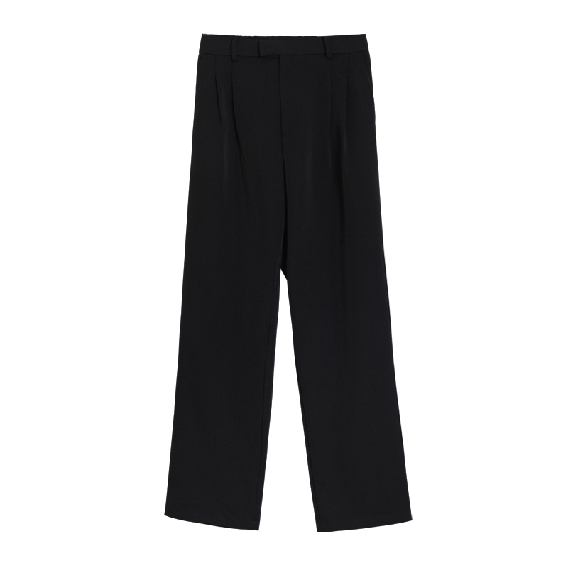 IEFB Sicilian men's black suit casual pants men's summer thin solid color draping loose straight pants 210524