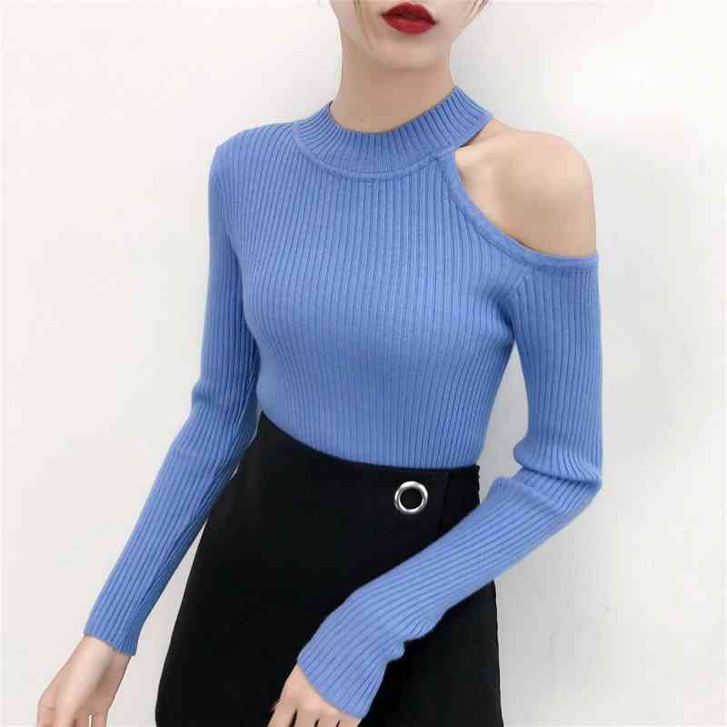 sueter mujer invierno off shoulder top autumn long sleeve women sweater pullover female solid knitted 5233 50 210508