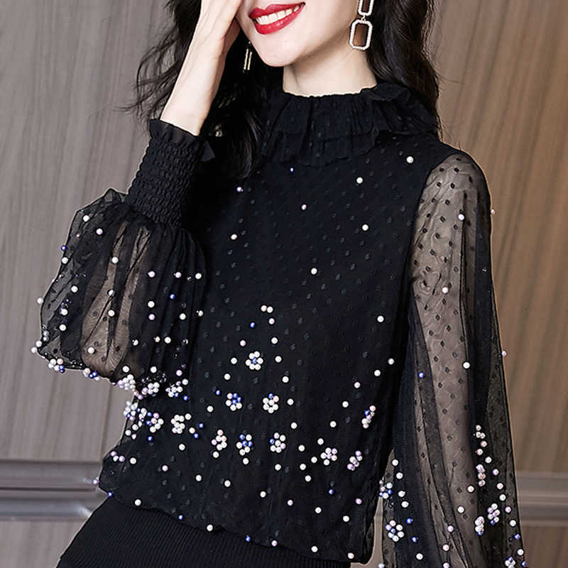 Long Sleeve Black Dot Blouse Shirt Blouse Women Blusas Mujer De Moda Beading Stand Collar Tops Women Blouses Blusa E180 210602
Long Sleeve Black Dot Blouse Shirt Blouse Women Blusas Mujer De Moda Beading Stand Collar Tops Women Blouses Blusa E180 210602