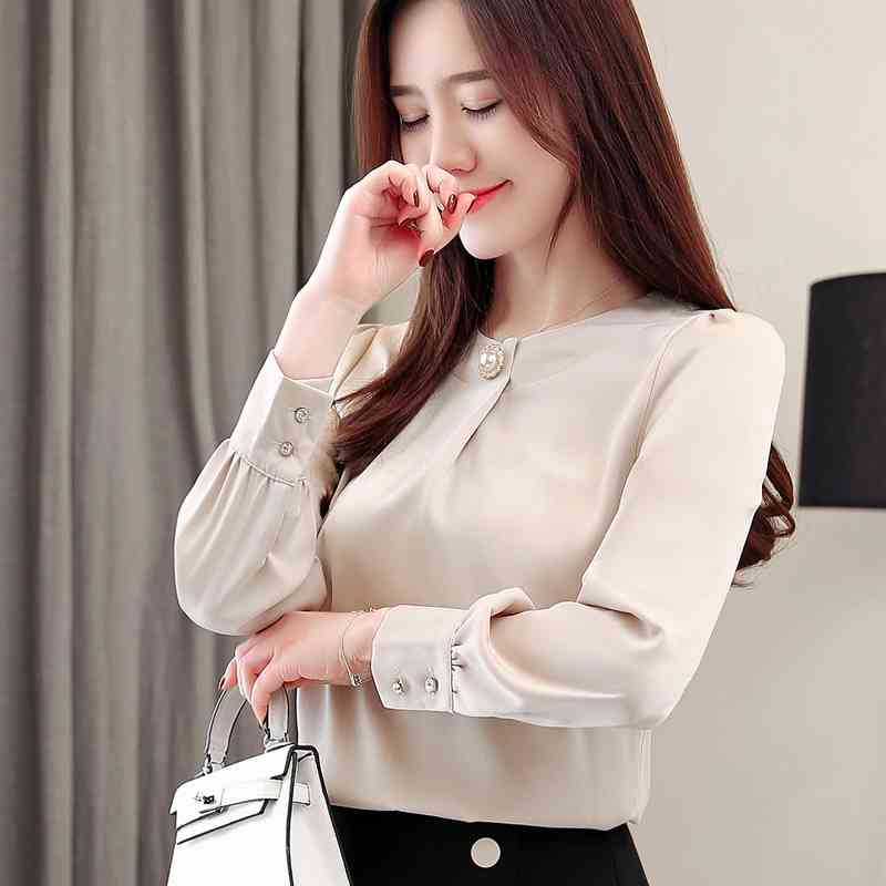 fashion womens tops and blouses chiffon shirt long sleeve shirts female office blusas 1875 50 210506