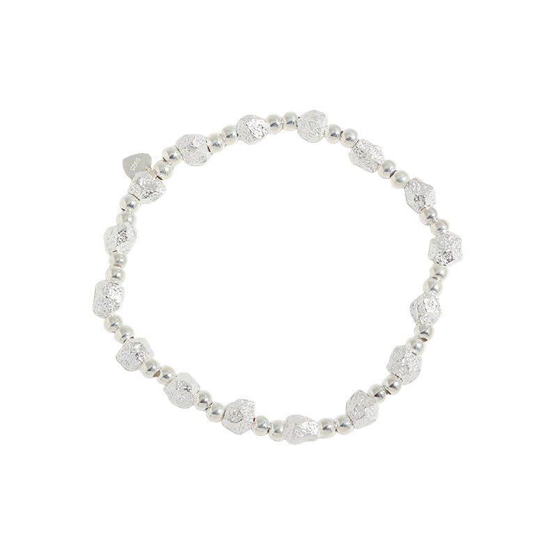 100% 925 Sterling Silver Geometric Square Round Beads Charm Bracelet For Women Fine Jewelry Female Elastic Bracelets