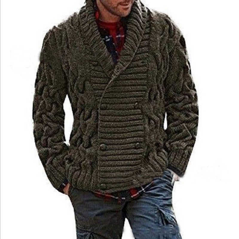 Winter Plus Size Men Loose Twist Pattern Double Breasted Knitted Cardigan Masculino Male Casual Streewear Sueter Hombre Invierno 210604