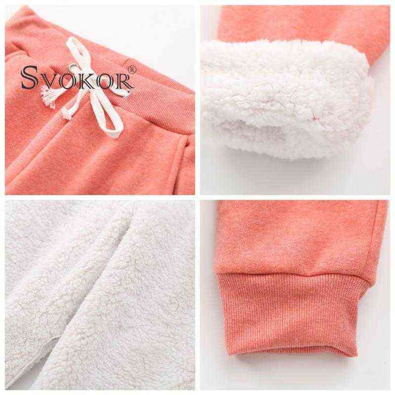 SOKOR Women Winter Warm Pants Cashmere Velvet Thick Casual Cotton Trousers Straight Sports Harem Girl Cold-Resistant 211115