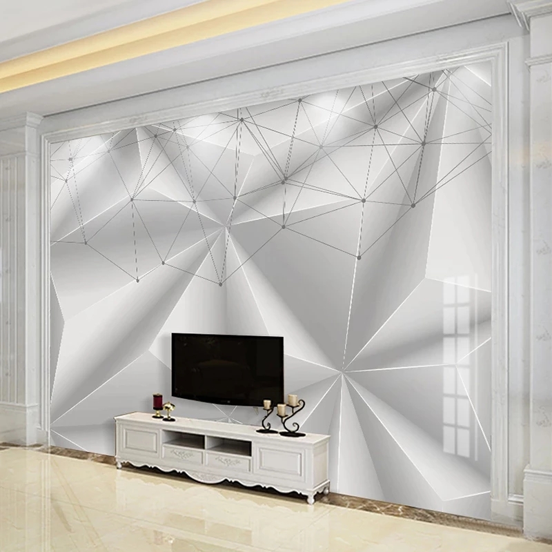 Custom Size Modern Simple Abstract Line Geometry Living Room TV Decor Art Backgroundl Wallpaper Waterproof