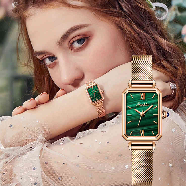Women Green Square Watch Analog Quartz Stainless Steel Mesh Leather Band Casual Fashion Ladies Wrist Watches 3ATM Waterproof 210517, Rose gold black
Women Green Square Watch Analog Quartz Stainless Steel Mesh Leather Band Casual Fashion Ladies Wrist Watches 3ATM Waterproof 210517, Rose gold black