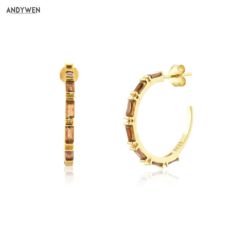 ANDYWEN 925 Sterling Silver Gold Classic Brown Zircon Hoops Earring Piercing Clips Round Criollas LUCILLE Women Pendientes 210608
ANDYWEN 925 Sterling Silver Gold Classic Brown Zircon Hoops Earring Piercing Clips Round Criollas LUCILLE Women Pendientes 210608