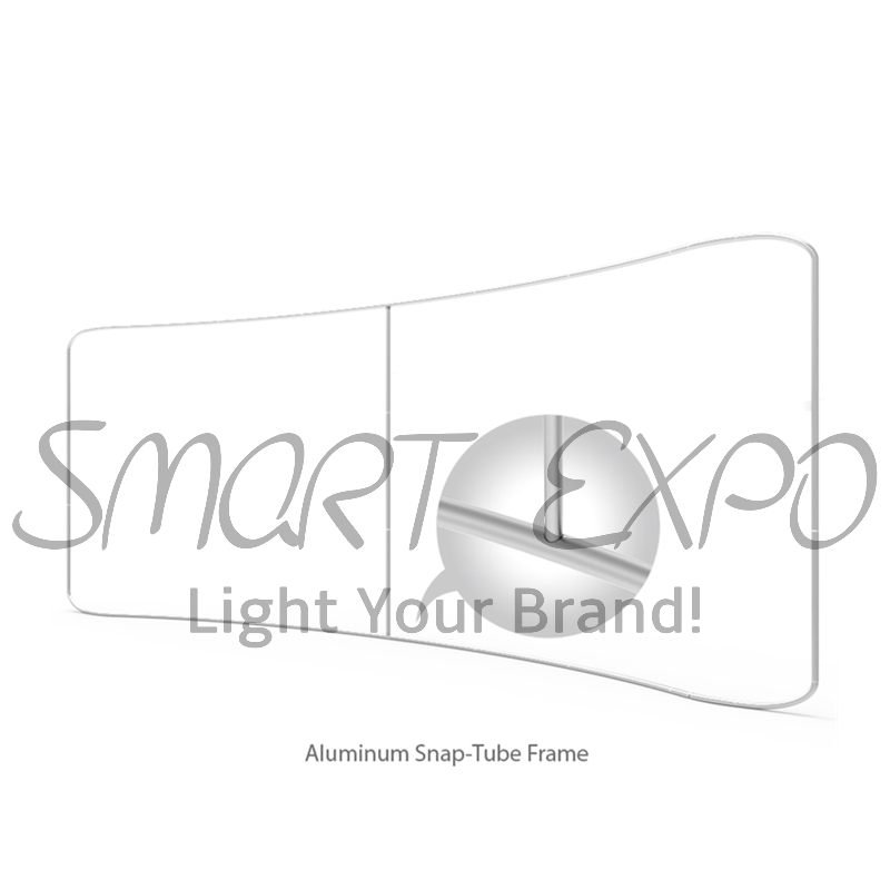 20ft Horizontal Curved Wave Line Fabric Display Retail Supplies with Thick Aluminum Tube Customized Printed Graphic Portable Carry Bag