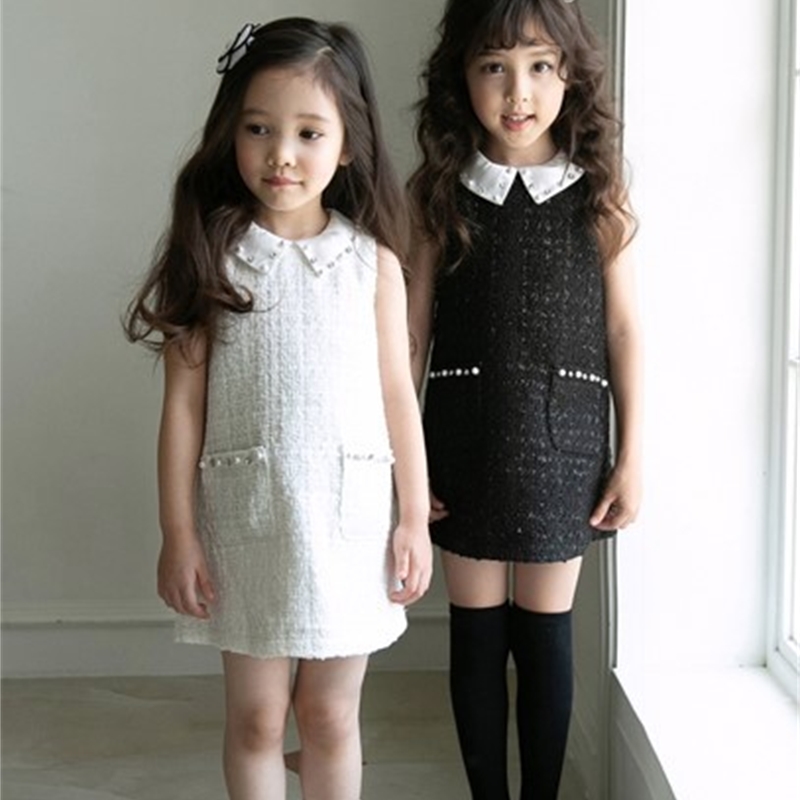 Autumn Winter Girls Fashion 2 Pieces Princess Sets Coat+vest Dress Kids Tweed 210528