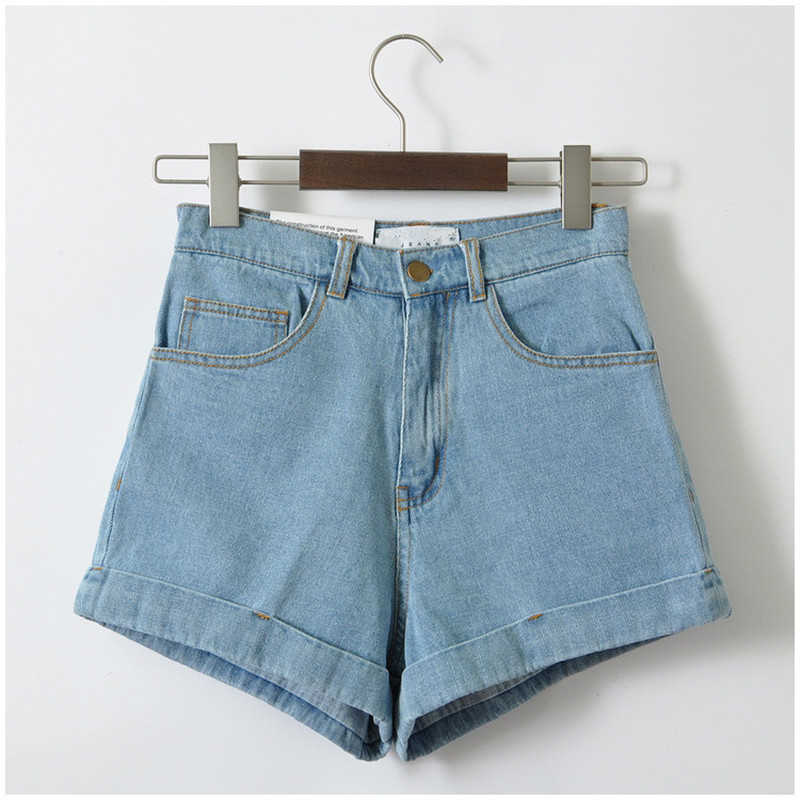 GCAROL Women Denim Shorts Vintage High Waist Cuffed Jeans Casual Street Sexy Summer Spring Classic 210714