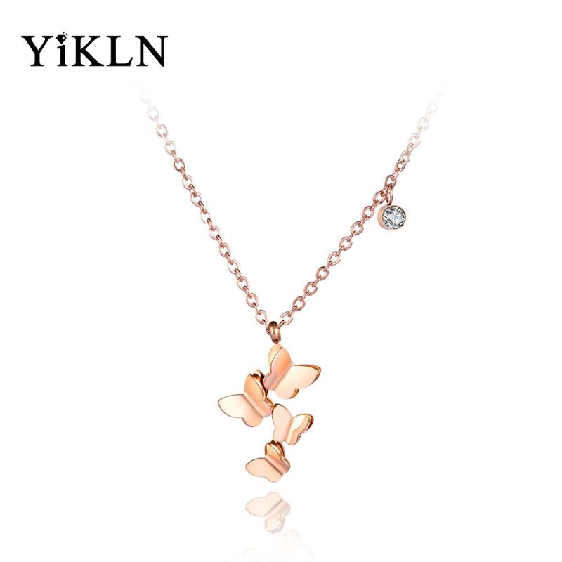 Pendant Necklaces YiKLN Titanium Stainless Steel Butterfly Jewelry Cubic Zirconia Chain Chokers Necklace For Women Girl YN19004
Pendant Necklaces YiKLN Titanium Stainless Steel Butterfly Jewelry Cubic Zirconia Chain Chokers Necklace For Women Girl YN19004