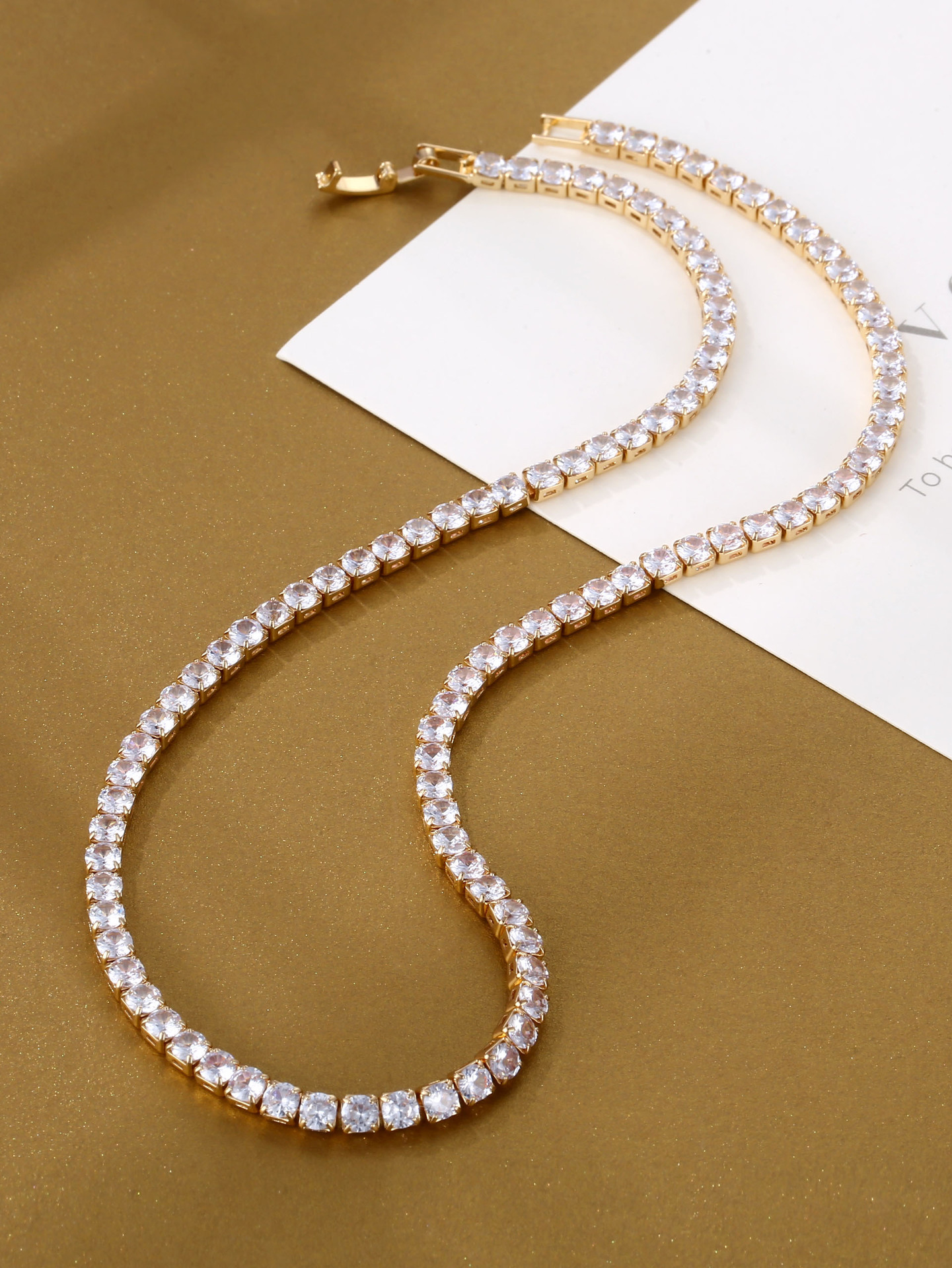 Ins Top Sell Tennis Chain Pendant Hip Hop Fashion Jewelry 18K Gold Filled White Cubic Zircon CZ Diamond Gemstones Eternity Party Women Wedding Necklac