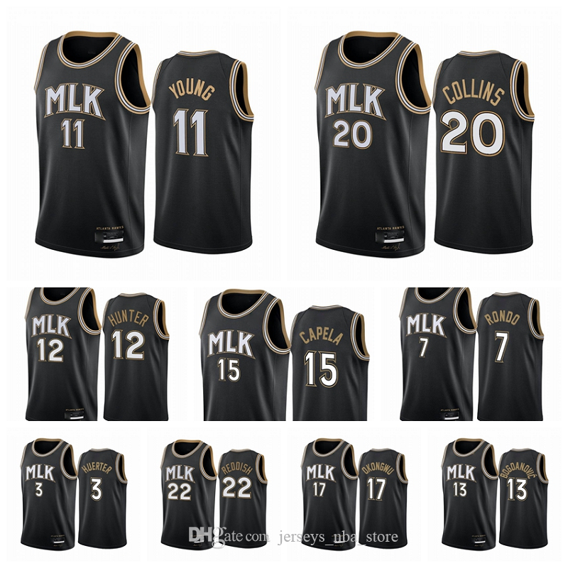 Atlanta Hawks Men Trae Young De'andre Hunter John Collins Kevin Huerter 2020-21 Black City White Basketball Jersey New Uniform