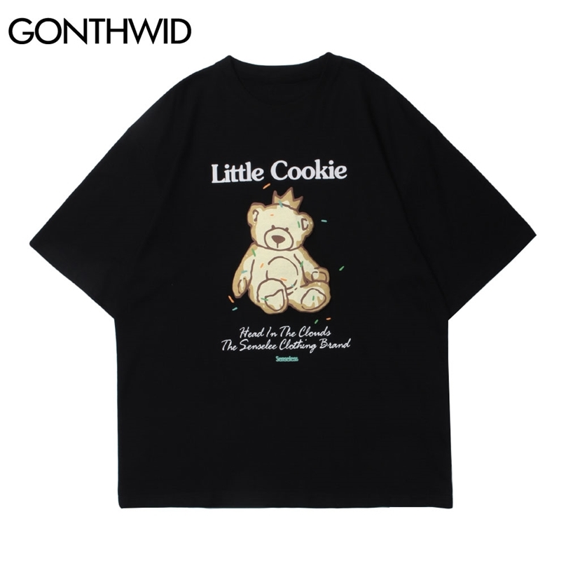 Short Sleeve Tees Streetwear Harajuku Men Summer Cute Bear Print Cotton T-Shirts Hip Hop Casual Tshirts Loose Tops Male 210602, Black
Short Sleeve Tees Streetwear Harajuku Men Summer Cute Bear Print Cotton T-Shirts Hip Hop Casual Tshirts Loose Tops Male 210602, Black