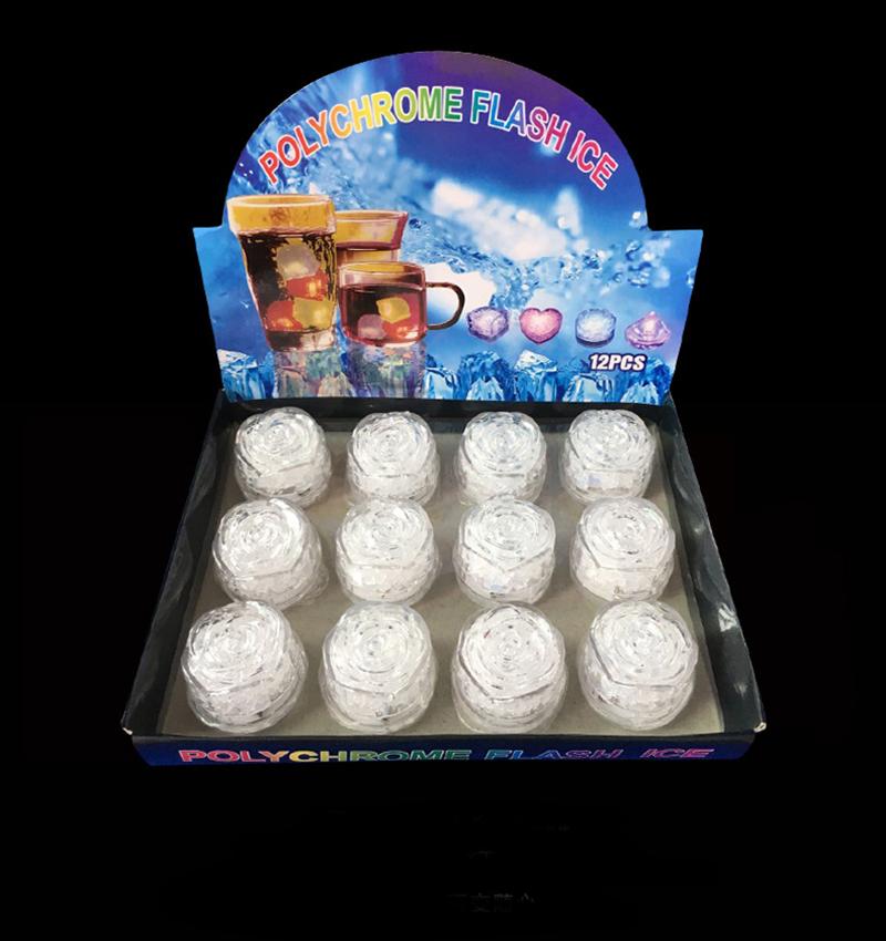 2021 Multicolor Flash Rose Ice Cube Water-Actived Flash Led Light Put Into Water Drink Flash Automatically for Party Wedding Bars Christmas