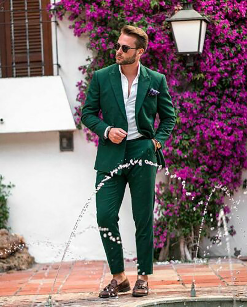 Green Classic Groom Wedding Tuxedos Mens Groommen Party Prom Pants Suits Business Work Wear Outfit 2 Pieces