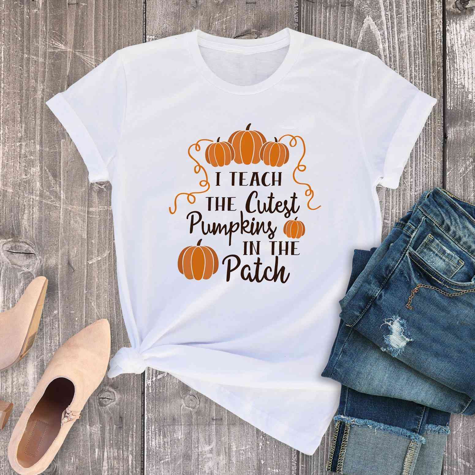 i teach the cutest womens t shirts pumpkins in patch fashion summer casual short sleeve pumpki graphic tees, White
i teach the cutest womens t shirts pumpkins in patch fashion summer casual short sleeve pumpki graphic tees, White