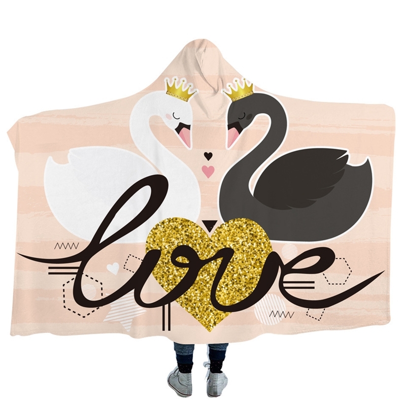 Light Flamingo hooded blanket cloak thickened sofa bed / Travel
