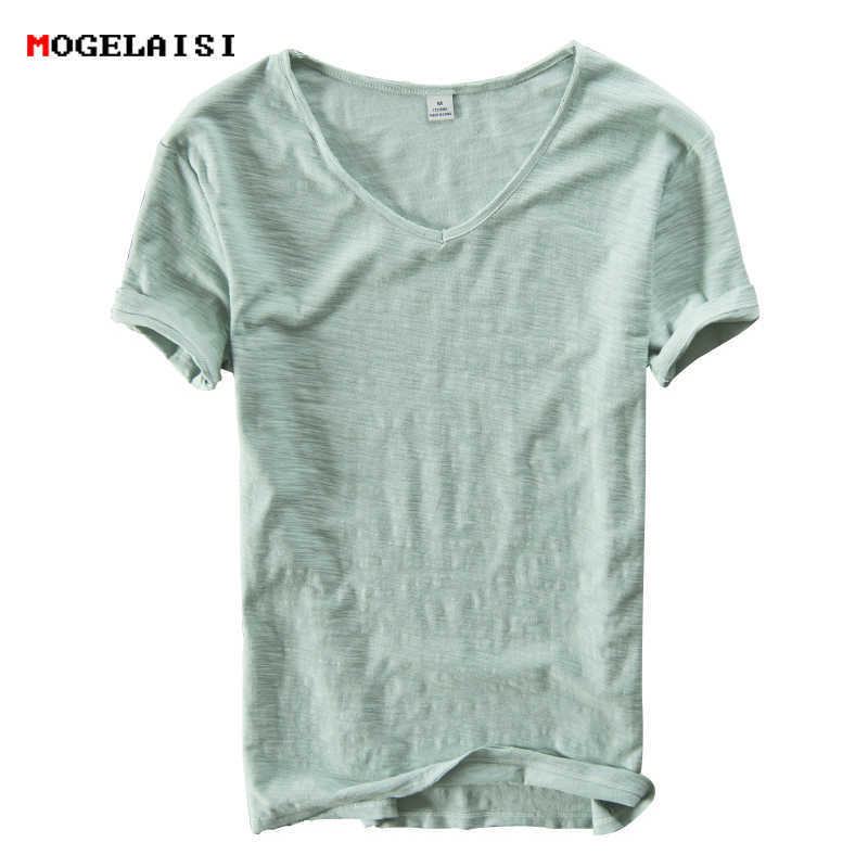 Summer Men linen cotton t shirt men short sleeve V-neck breathable soft Loose Thin white t-shirt men Asian size M-XXXL 201 Y0809